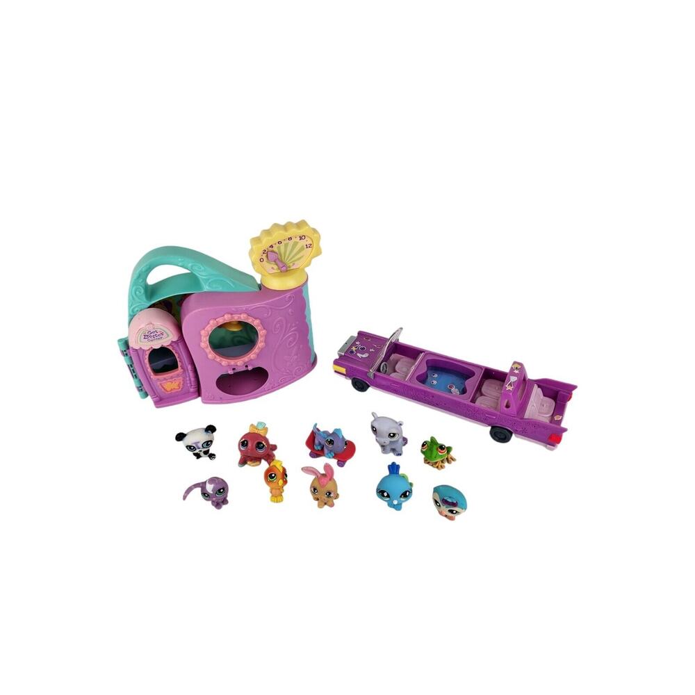 2005 LPS LITTLEST PET SHOP GET BETTER CENTER, LIMO & 10 Pet Figures Rabbit Bird